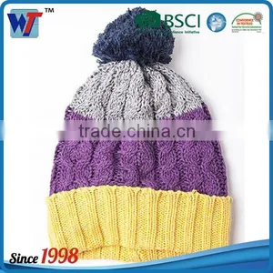Korean Colorful Lovely Knitted Slouchy Beanie Cap With Pom Pom thumbnail-1