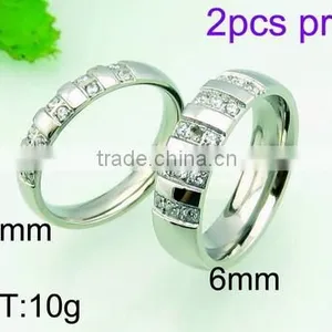 2015 New Beautiful Steel Color Crystal Rings Stainless Steel Ring Love Ring thumbnail-1