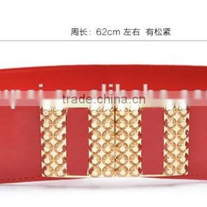 Fashion Metallic Gold Belt Wide Leather Belt for Girls and Women thumbnail-1