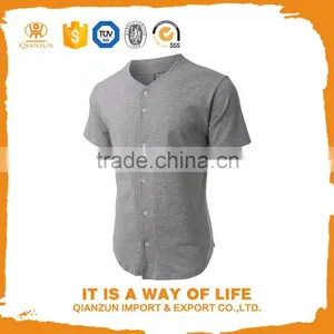 Grey Custom Active Short Sleeve Button Blank Men Baseball Jersey thumbnail-1