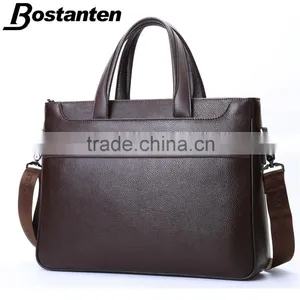 Horizontal Cowhide Leather Vintage Men Briefcase Laptop Bag Messenger Hand Bag thumbnail-4