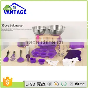 30pcs Stainless Steel Salad Bowls Silicon Molds Cake Silicone Bakeware Set thumbnail-1