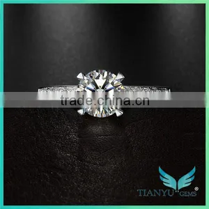925 Sliver Finger Ring Lady's 1 Carat Moissaniet Ring Wedding Ring Gems Jewelry thumbnail-2