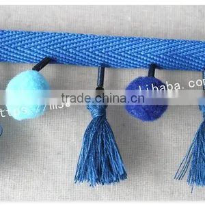 Newest Design Handmade 4.5cm Width Beaded Pompom Fringe Wholesales thumbnail-3
