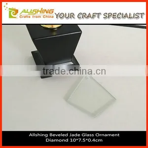Wholesale Square Diamond Jade Glass Ornament/Best Selling Square Diamond Christmas Flat Glass Ornaments thumbnail-1