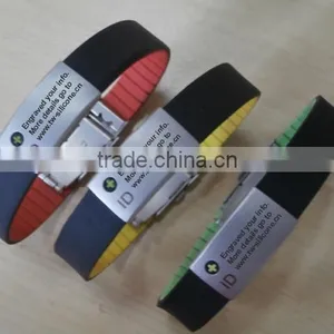 Custom Silicon Bracelet With Engraved id Plate Sports Bracelet thumbnail-1