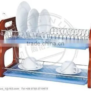 2 Tier Kitchen Dish Rack With Plastic Tray thumbnail-1
