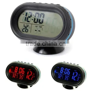 Brand New 12-24V Digital Auto Car Thermometer + Car Battery Voltmeter Voltage Meter Tester Monitor + Noctilucous Clock thumbnail-1