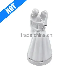 White Glazed Bride and Groom Wedding Cake Topper Porcelain thumbnail-1