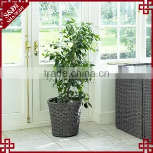 S&D Cheap& High Quality New Style PE Blow Molding Round Grey Wicker Laxury Rattan Plastic Flower Pot / Planter thumbnail-2