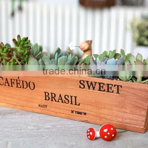 Creative Succulent Plant Rectangle Garden Woood Planter thumbnail-1