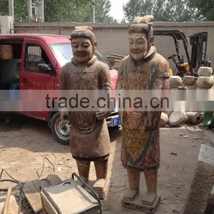 Antique Wooden Carving Statues,Wood Terracotta Warrior Sculptures thumbnail-2