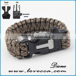Outdoor Can OEM Logo With Fire Starter and Flint Paracord Bracelet Survival thumbnail-6