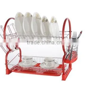 2 Tiers Red Metal Best Dish Rack thumbnail-2
