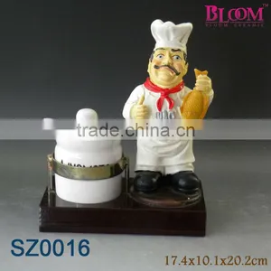 Custom Resin Chef Statue Salt Jar Set thumbnail-1