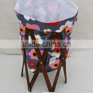 Baking Color Wood Frame Size is 42xH70cm Folding Laundry Hamper/Basket thumbnail-1