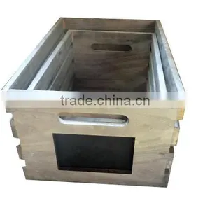 Decoratice Antique Style Rustic Nesting Wood Crates Storage Box With ChalkBoard Labels thumbnail-1