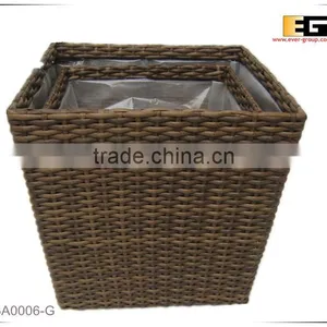 Square PE/Plastic Rattan With Liner Deco Basket thumbnail-1