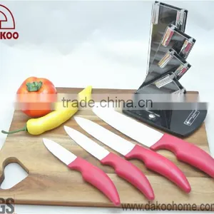 4 Pieces Red Color Handle Zirconia Chef/Utility/Paring Knife thumbnail-3