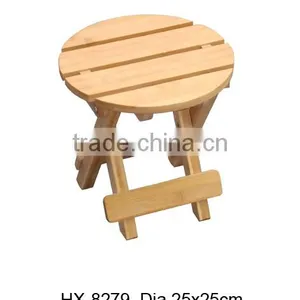 Bamboo Portable Round Small Folding Stool thumbnail-1