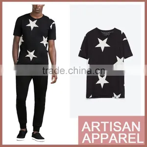 Custom And Wholesale Short Sleeves 100%cotton T Shirt Printing Star Print Round Neck Short Sleeves T-shirts For Men thumbnail-1