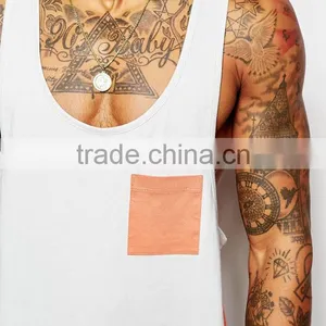 Fashion Men Plain Tank Top With a Pocket thumbnail-4