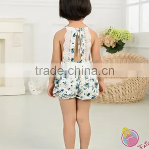 Wholesale Baby Girls 100%cotton Lace Jumpsuit ,floral Printed Jumpsuit for Baby Girls thumbnail-4