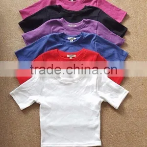2016 Women's Fashion Croptop T-shirt , Blank T-shirt thumbnail-3