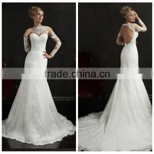 Sex Long Sleeve Open Back Lace Backless China Wedding Dress thumbnail-1