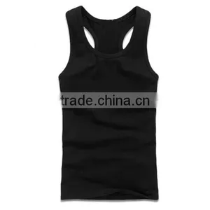 Pure Color y Back Cotton Fabric Tank Top for Men thumbnail-1