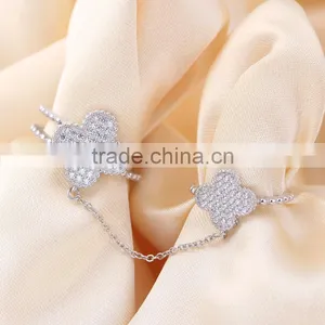 Yiwu Factory Direct Cheap Wholesale Top Quality Romantic S925 Double Chained Rings for Women thumbnail-3
