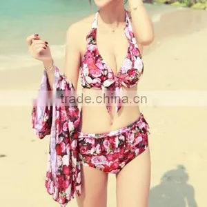 Swimsuit Female Three-piece Supporting Them Bikini Sexy Small Breasts Steel Belly Show Thin the New 2016 thumbnail-3