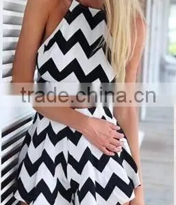 Wholesale Women Clothing Women Summer Dress Striped Playsuit Summer Style Shorts Backless Sexy Jumpsuit Crop Top and Skirt Set thumbnail-2