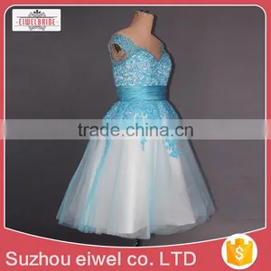Beaded Blue Evening Dress Short Mini thumbnail-4