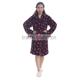 Women 100 Polyester Printed Hooded Adult Bathrobe thumbnail-1