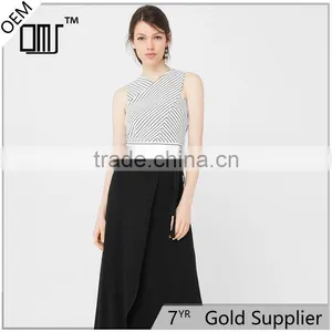 Office Lady Fitted Crop Top Designs Stylish Simple Sleeveless Blouse thumbnail-1