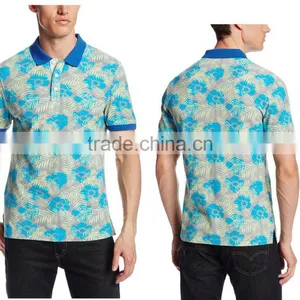 Custom Mens Formal Wholesale Full Printed Different Color Collar Polo Shirt thumbnail-3