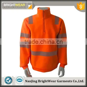 Mens Orange hi Vis Reflective Protective Jacket Warning Fleece Chinese Local Tape Safety Sweatshirt thumbnail-1