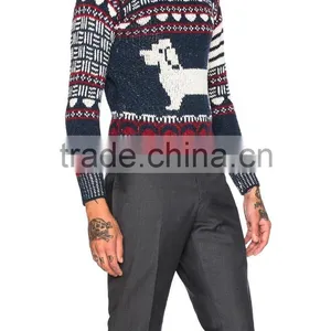 Highly Fashion Funny Design Cute Doggy Pattern Men's Jacquard Sweater thumbnail-3