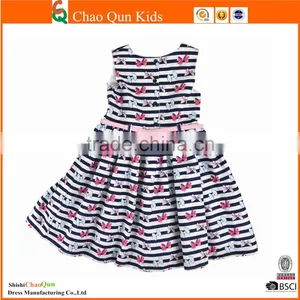 New Classic Stripes Muti-layers Summer Latest Fashion Dresses With Bow Print thumbnail-2