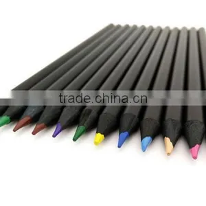 High Quality 12 Colors Colored Black Wood Pencil With Box Package thumbnail-1