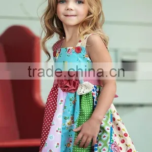2017 Hot Wholesale Children Boutique Clothing Flower Girl Dress Giggle Moon Remake Outfit thumbnail-1