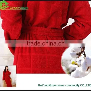 Wholesale Cotton Blue Red Down Robes Velvet Tartan Design Bathrobe Couples Bathrobe thumbnail-5