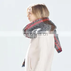 Europe And America Warm Winter Blue Stripe Jacquard Stripe Scarf thumbnail-1