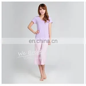 Women's Bamboo Jersey Spring Summer Pajama Lounge Pants 3/4 Length thumbnail-6