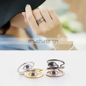 925 Sterling Silver Ring Adjustable Silver Ring Eye Ring thumbnail-1