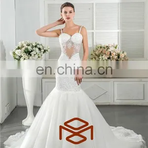HMY-S159 Real Model Customized Sexy Jerset Knit Back See Through Corset Lace Bodice Mermaid Wedding Dress 2015 thumbnail-3