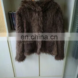 Winter Warm Knitted Raccoon Fur Jackets for Women thumbnail-2