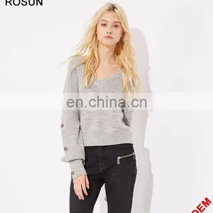 Girl Long Sleeves With Buttons Knit Pullover Sweater thumbnail-1