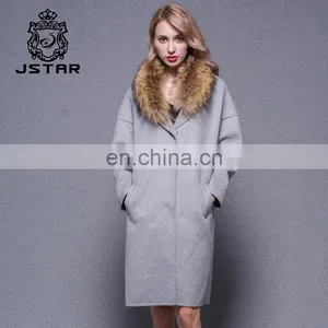 Fashion Women Cashmere Coat With Fox Fur Collar thumbnail-5